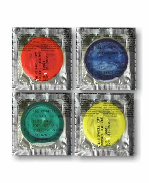 10000 - Printed White Foil condoms with Full Color imprint and Colored Condoms - Revmax