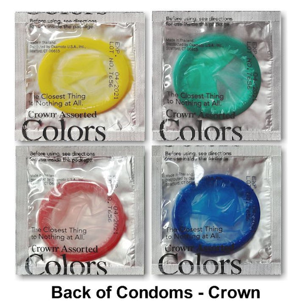 back of labeled condoms - Crown