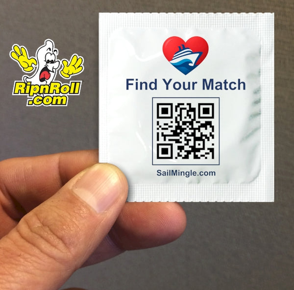 SailMingle - White Foil with Full Color imprint, Standard size natural color condoms
