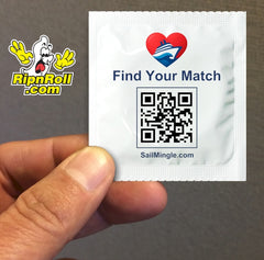 SailMingle - White Foil with Full Color imprint, Standard size natural color condoms