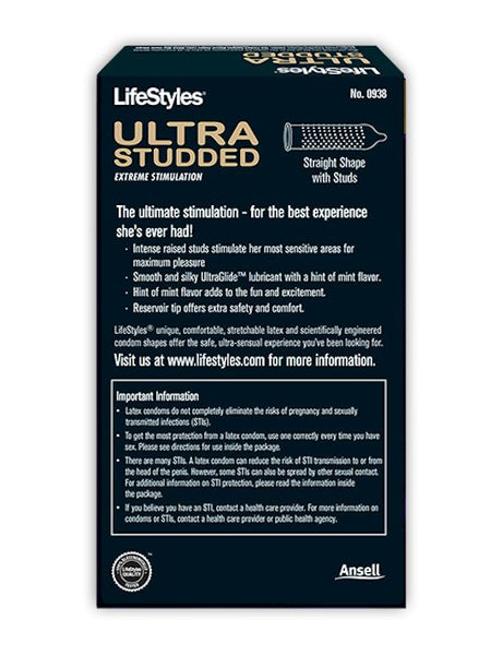 Lifestyles Ultra Studded condoms box - back