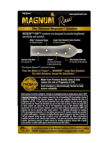 Trojan Magnum Raw Condoms Box details