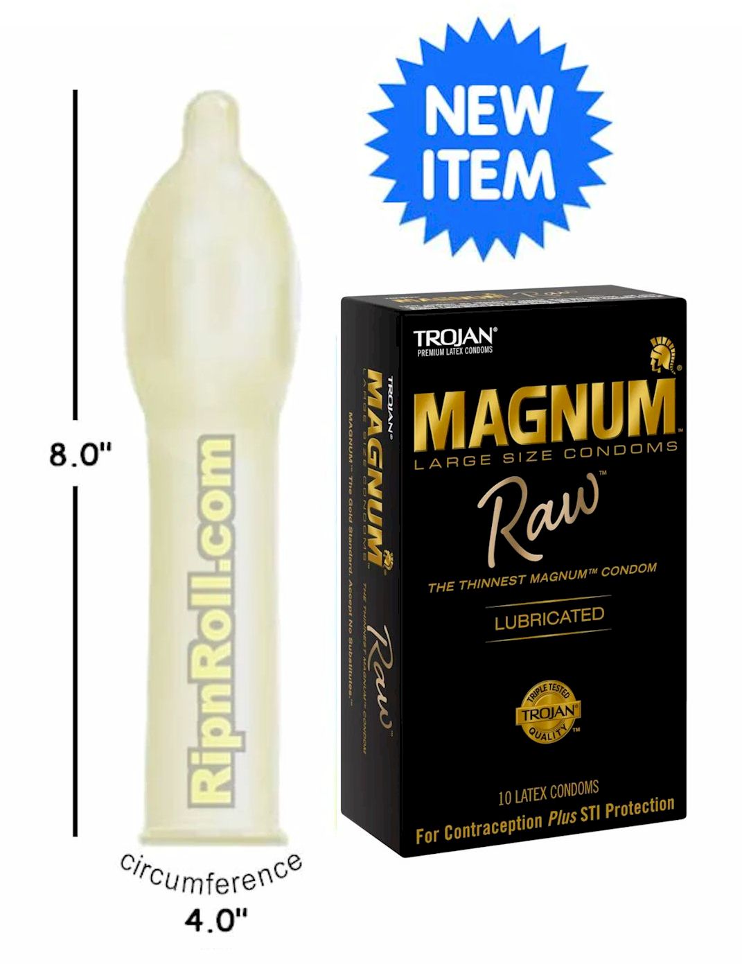Trojan Magnum Raw Lubricated, Large condoms