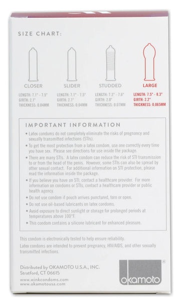 Wink Large Size chart