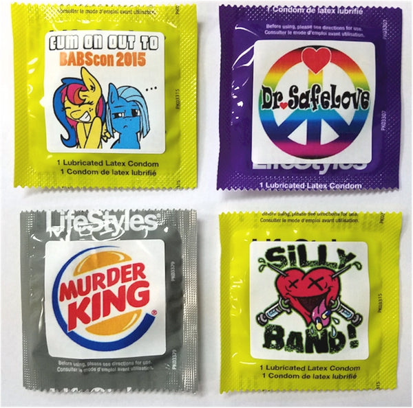 custom condoms labeled