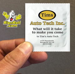 Tims Auto - Come - Printed White Foil with Full Color imprint