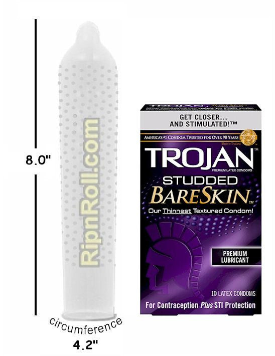 Trojan Bareskin Studded Condoms - RipNRoll Condoms Trojan Bareskin Studded Condoms - RipNRoll Condoms